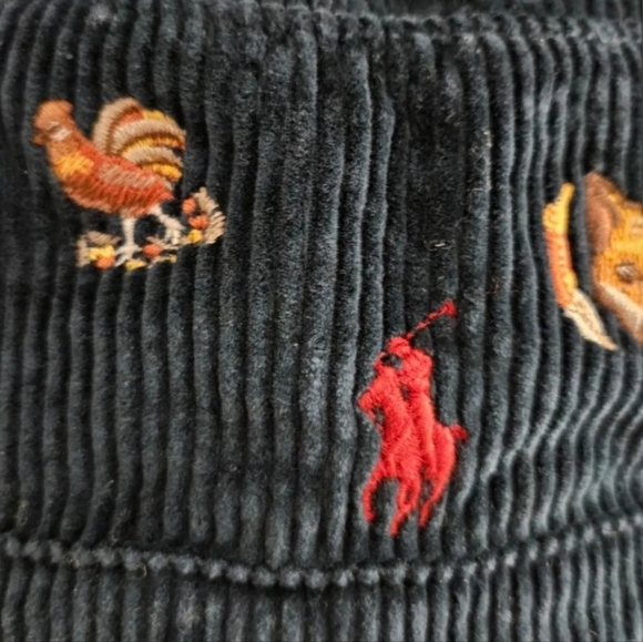 NWT Polo Ralph Lauren Green Corduroy FOX & HEN Embroidered Bucket Hat - L/XL - Picture 4 of 5